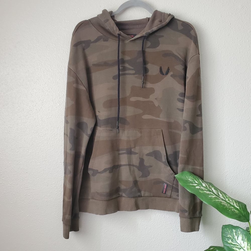 ASRV Aesthetic Revolution Camo Hoodie Athletic Fleece Hoodie Sweatshirt Mens M